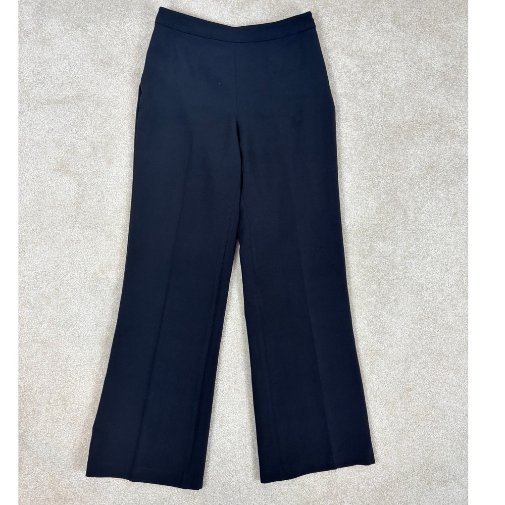 BCBG New York Womens High Rise Wide Leg Trousers Onyx Black Side Zip Size 6